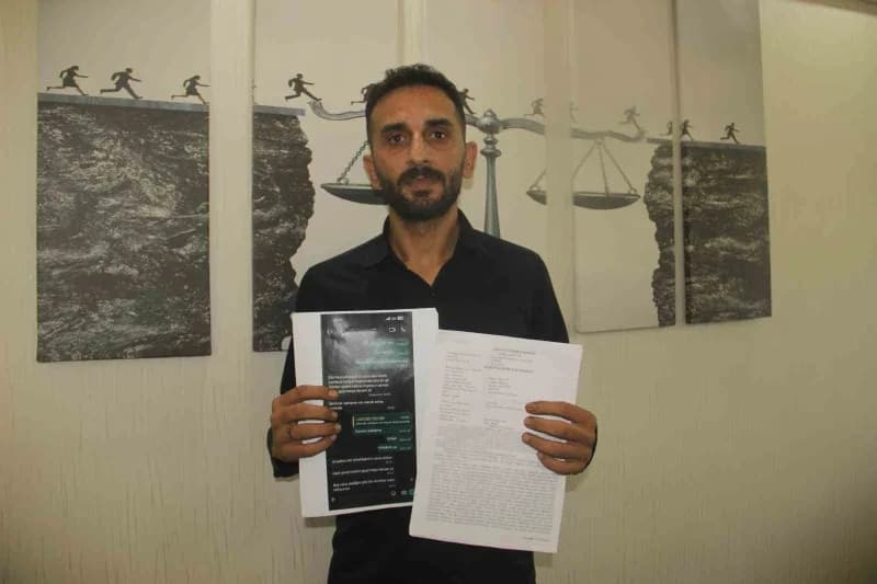 Şanlıurfa’da evlilik sonrası tehdit edildiğini iddia eden adamın ifadesi alınırken görüntüsü