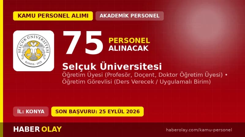 Selçuk Üniversitesi 75 öğretim üyesi ve öğretim görevlisi alımı duyurusu