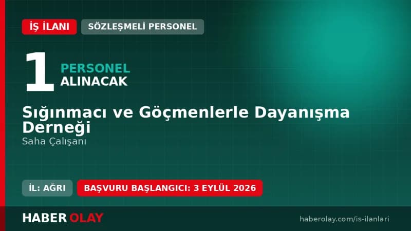 SGDD-ASAM Ağrı ilinde saha çalışanı alımı yapacağını duyurdu