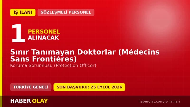 Sınır Tanımayan Doktorlar Koruma Sorumlusu pozisyonu için personel alımı ilanı
