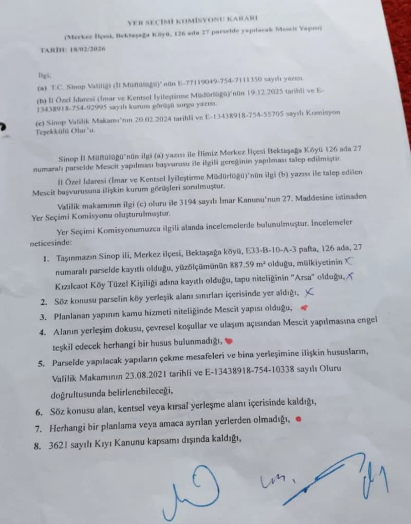 Yer seçme komisyonu kararı
