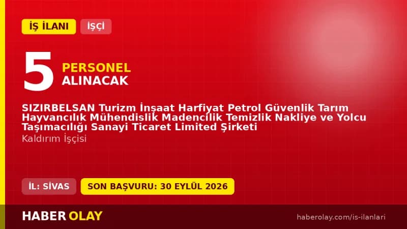 Sivas Gemerek Sızır Belediyesi Sızırbelsan 5 geçici kaldırım işçisi alımı ilanı
