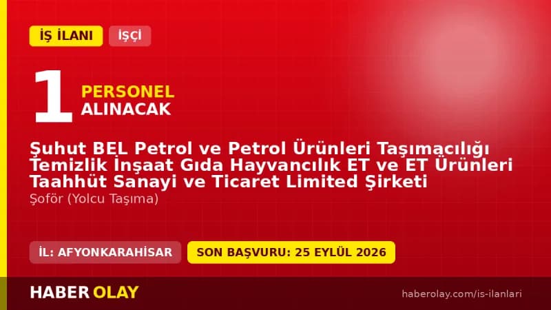 Şuhut Bel. 1 şoför (yolcu taşıma) işçisi alımı için başvuru adresi ve şartlar