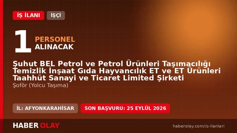 Şuhut Bel. 1 şoför (yolcu taşıma) işçisi alımı için başvuru adresi ve şartlar