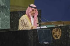 Suudi Arabistan Dışişleri Bakanı Faysal bin Ferhan Al Suud BM Genel Kurulu’nda konuşma yaparken