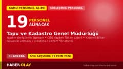 Tapu ve Kadastro Genel Müdürlüğü sözleşmeli bilişim personeli alım ilanı
