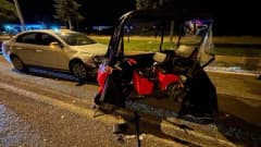 Kütahya Tavşanlı’da otomobilin elektrikli bisiklete çarpması sonucu meydana gelen trafik kazası