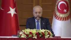 TBMM Başkanı Numan Kurtulmuş basın toplantısında konuşuyor