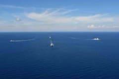 TCG Burgazada korveti NATO Daimî Deniz Görev Grubu-2 ve Dynamic Guard-II/26 Tatbikatı kapsamında denizde eğitim yaparken