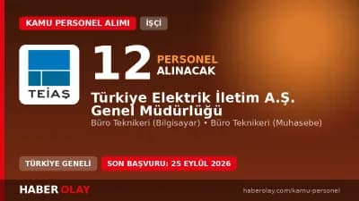 TEİAŞ Genel Müdürlüğü 12 engelli sürekli işçi ve büro teknikeri alımı duyurusu