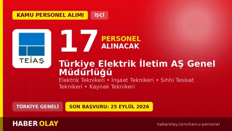 TEİAŞ 17 Eski Hükümlü Sürekli İşçi Alımı İlanı ve Başvuru Şartları