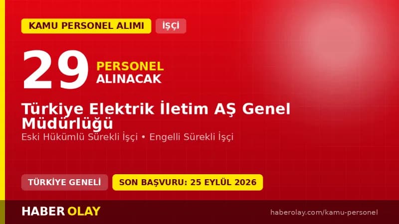 TEİAŞ 29 engelli ve eski hükümlü sürekli işçi alımı başvuru detayları ve şartları