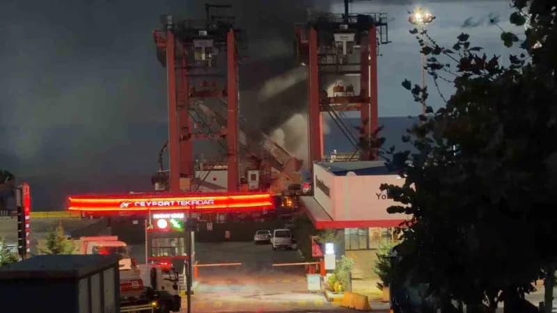 Tekirdağ'ın Süleymanpaşa ilçesinde bulunan Ceyport Limanı'nda bir kamyonette yangın çıktı.