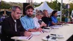 Tekirdağ’da düzenlenen Sini Mantısı Yarışması’nda jüri üyeleri mantıları tadıyor