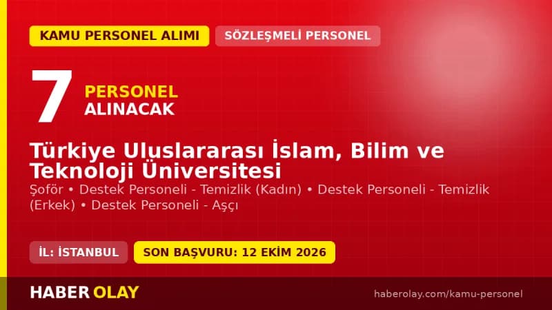 Türkiye Uluslararası İslam Bilim ve Teknoloji Üniversitesi sözleşmeli personel alımı ilanı 2026
