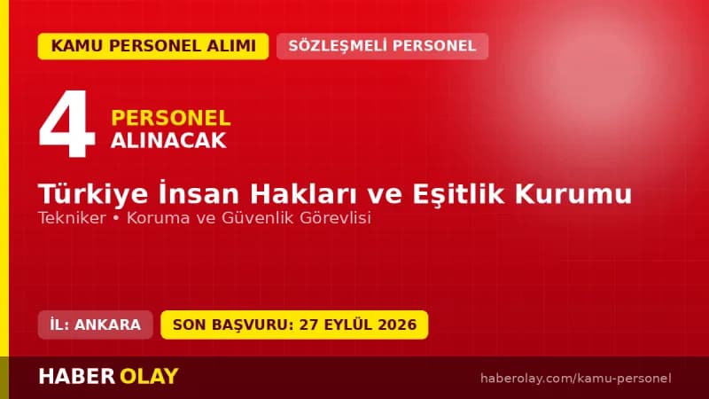 Türkiye İnsan Hakları ve Eşitlik Kurumu TİHEK 4 sözleşmeli personel alım ilanı başvuru detayları