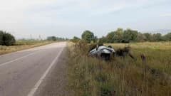 Tokat Yeşilyurt'ta takla atan otomobilin kazadan sonra ters dönmüş hali