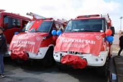 Trabzon Büyükşehir Belediyesi itfaiye filosuna yeni alınan 9 itfaiye aracı hizmete alındı