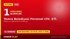 Trabzon Yomra Belediyesi Personel LTD. ŞTİ. kalıpçı işçi alımı ilanı başvuru detayları