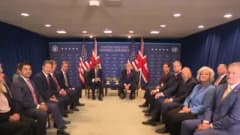 ABD Başkanı Donald Trump ve İngiltere Başbakanı Andy Burnham Birleşmiş Milletler Genel Kurulu'nda görüşme yaparken