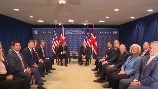 ABD Başkanı Donald Trump ve İngiltere Başbakanı Andy Burnham Birleşmiş Milletler Genel Kurulu'nda görüşme yaparken