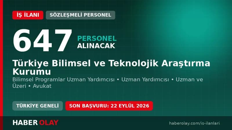 TÜBİTAK merkez ve taşra teşkilatları için 647 personel alımı duyurusu