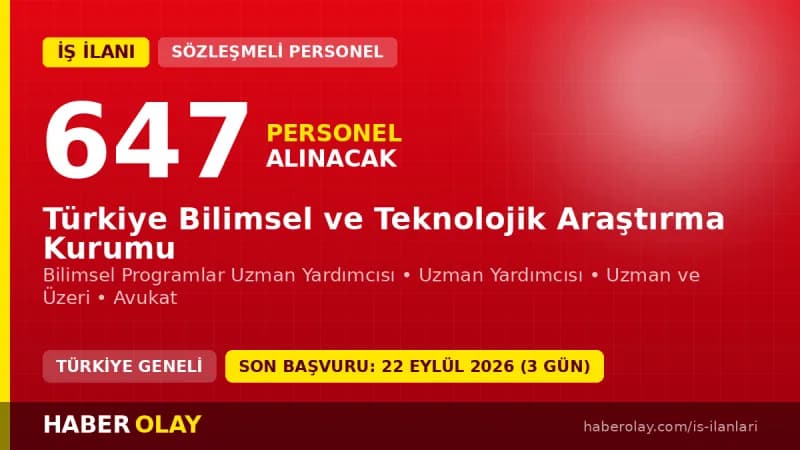 TÜBİTAK merkez ve taşra teşkilatları için 647 personel alımı duyurusu