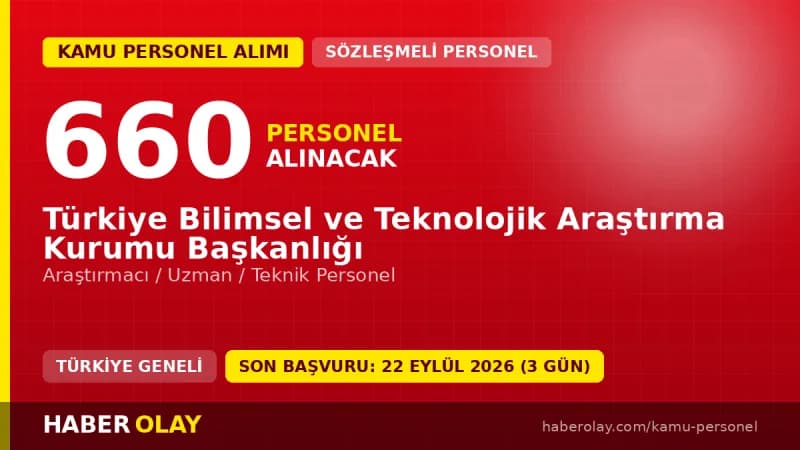 TÜBİTAK 660 personel alımı başvuru ekranı ve kadro dağılımı detayları