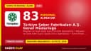 Türkiye Şeker Fabrikaları A.Ş. Genel Müdürlüğü sürekli işçi alımı başvuru detayları