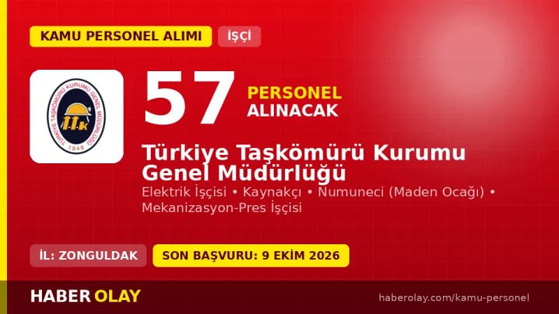 Türkiye Taşkömürü Kurumu 2026 yılı 57 sürekli işçi alımı ilanı Zonguldak