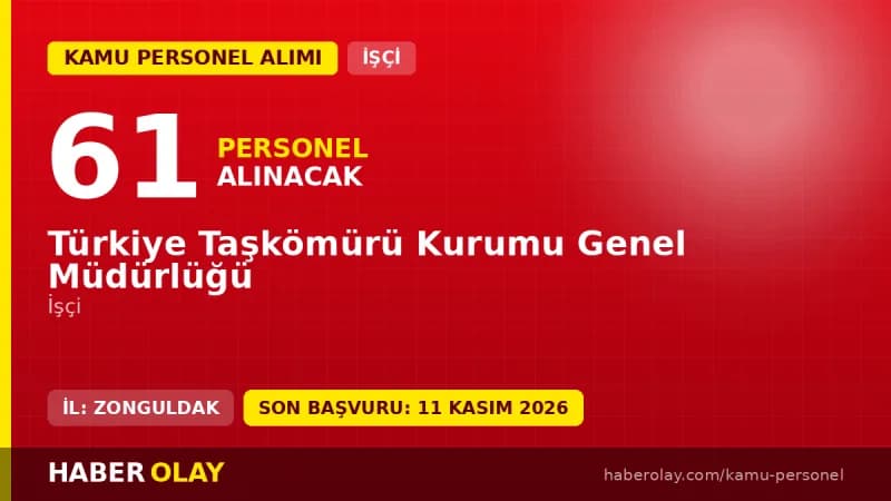 Türkiye Taşkömürü Kurumu 61 işçi alımı için başvuru detayları ve şartları