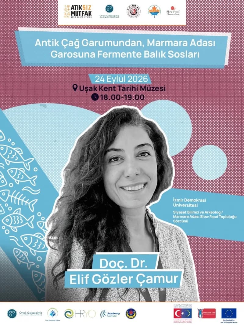Uşak’ta düzenlenen Uluslararası Erasmus+ Atıksız Mutfak Projesi kapsamında garum balık sosu hazırlanırken uygulamalı atö