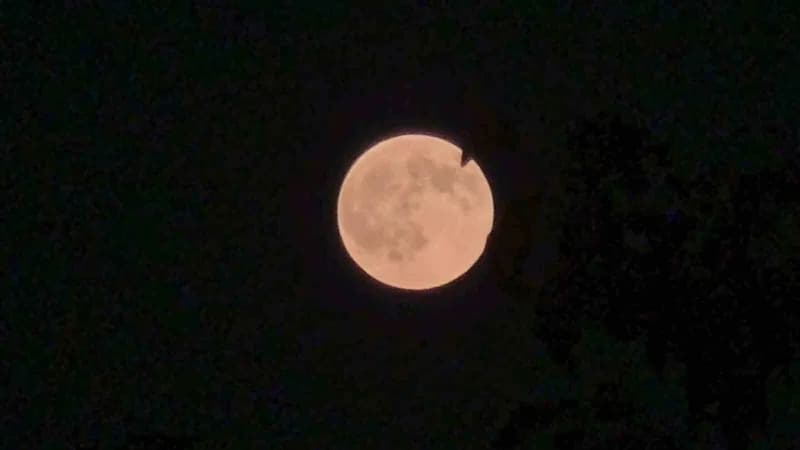 Van Gölü üzerinde yükselen Hasat Dolunayı gece gökyüzünü aydınlatıyor