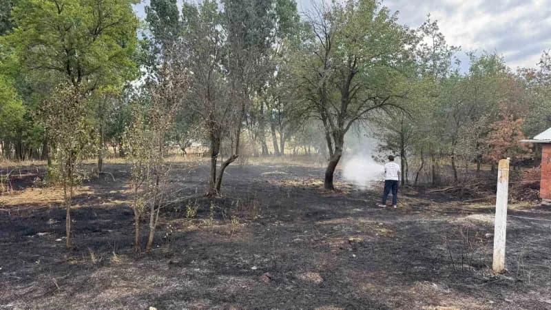 Bolu’nun Dörtdivan ilçesinde evlerin bitişiğindeki otluk alanda çıkan yangın, itfaiye ekiplerinin müdahalesiyle evlere s