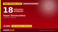 Yaşar Üniversitesi araştırma görevlisi personel alımı ilanı 2026 İzmir