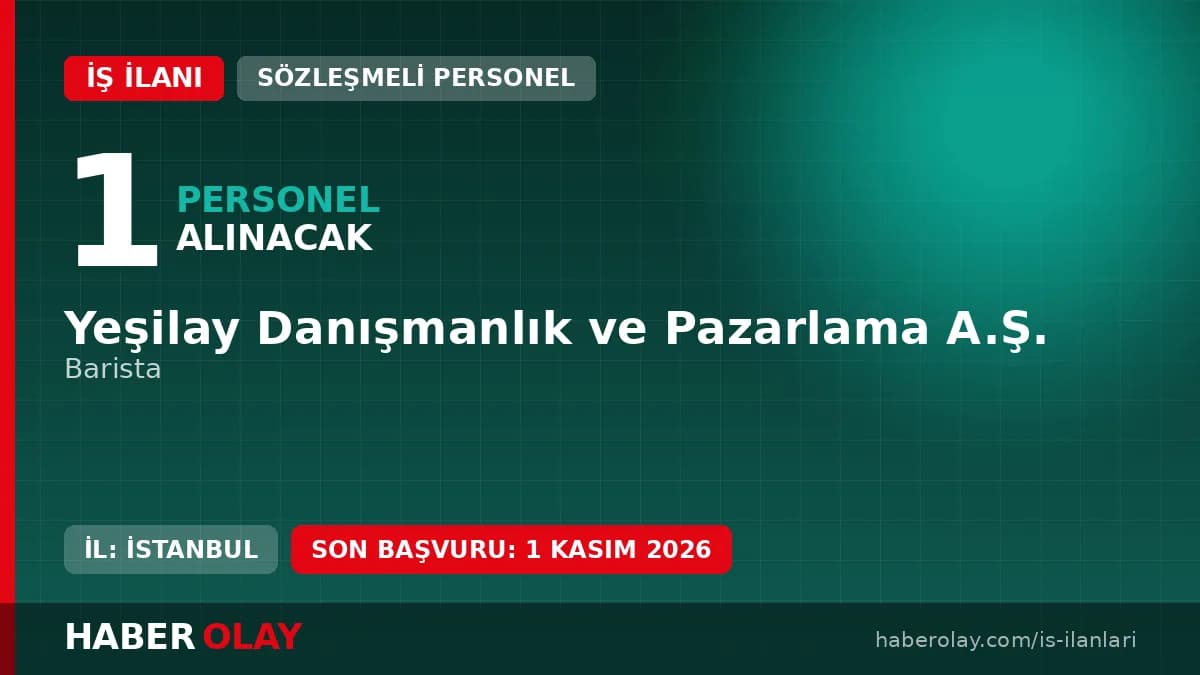 Yeşilay İstanbul kitap kafede görev yapacak Barista personel alımı ilanı