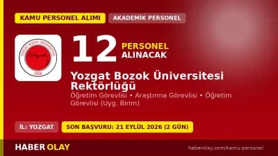 Yozgat Bozok Üniversitesi kampüsü ve akademik personel alımı duyurusu