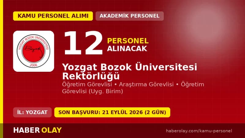 Yozgat Bozok Üniversitesi kampüsü ve akademik personel alımı duyurusu