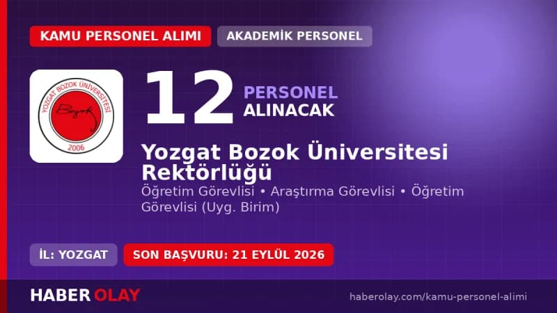 Yozgat Bozok Üniversitesi kampüsü ve akademik personel alımı duyurusu