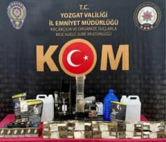 Yozgat'ta ele geçirilen 5 bin makaron ve etil alkol malzemeleri