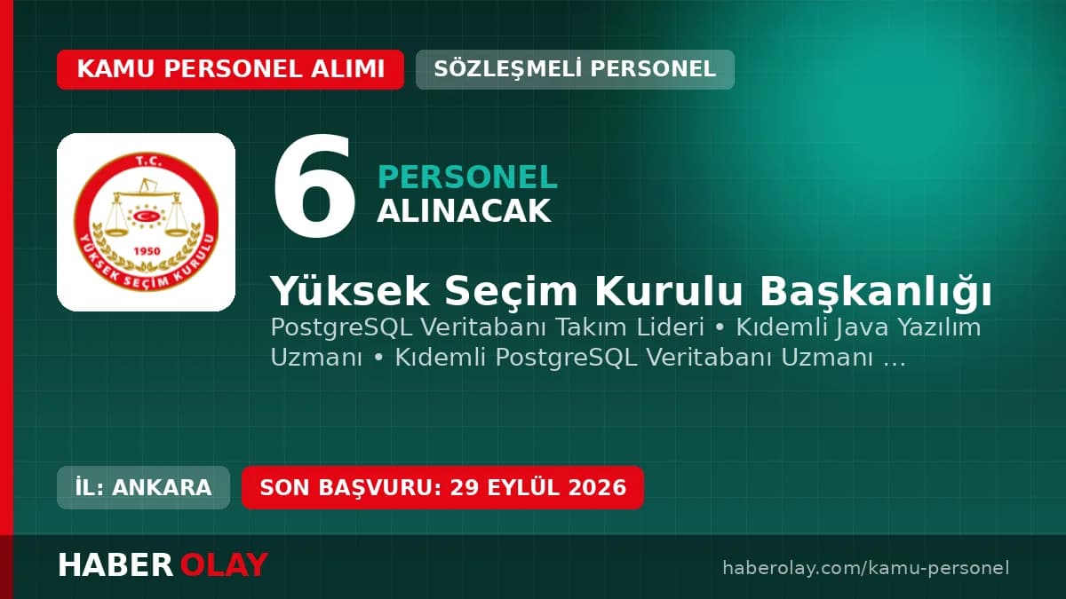 Yüksek Seçim Kurulu Başkanlığı sözleşmeli bilişim personeli alımı ilanı
