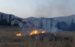 Yüksekova Güngör Mahallesi’nde boş arazide çıkan anız yangınına müdahale eden itfaiye ekipleri