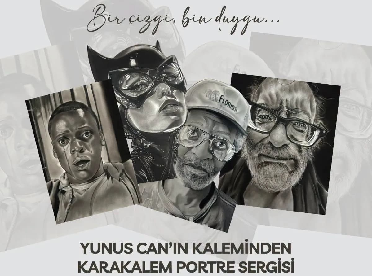 Yunus Can’ın karakalem portrelerinden oluşan 'Bir Çizgi, Bin Duygu' sergisi Merkezefendi Kültür Merkezi’nde