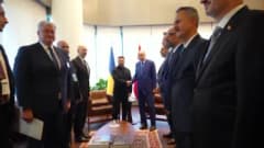 Ukrayna Devlet Başkanı Zelenskiy ve Cumhurbaşkanı Recep Tayyip Erdoğan görüşme sırasında