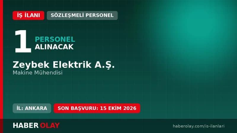 Zeybek Elektrik A.Ş. Sincan OSB'de Makine Mühendisi alımı ilanı