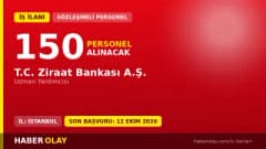 Ziraat Bankası Uzman Yardımcısı personel alımı ilanı 2026, İstanbul genel müdürlük kadroları