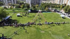 Malatya'da 21. Uluslararası Turgut Özal Karakucak Güreşleri için hazırlanan er meydanı ve pehlivanlar
