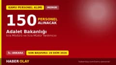 Adalet Bakanlığı 150 İcra Müdürü ve İcra Müdür Yardımcısı personel alımı ilanı