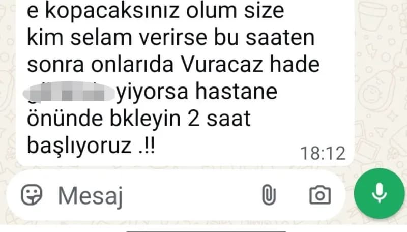 Baba Ercüment musaoğluna atılan tehdit mesajı