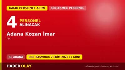 Adana Kozan İmar 4 işçi personel alımı ilanı 2026